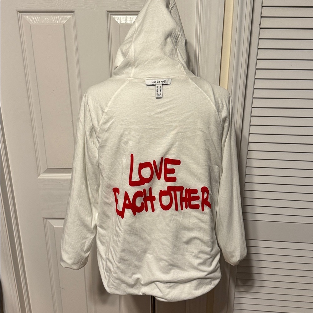 Peace Love World Love Reversible Affirmation Hoodie Jacket SMALL